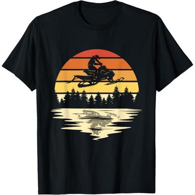 Snowmobile Retro Sunset Snowmobiling Lovers Snowcross T-Shirt