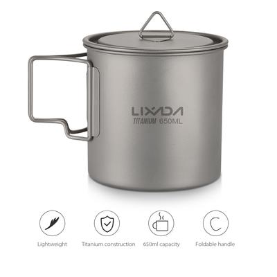 Itin lengvas Titanium Cup lauko nešiojamas kempingo pikniko vandens puodelio puodelis su sulankstoma rankena 300 ml
