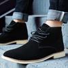 Fashion Korean Boots 2025 Men's Lace Up Ankle Boots Black High Top Fashion Casual Shoes Wearing Casual Shoes Men Motorcycle Short Boots