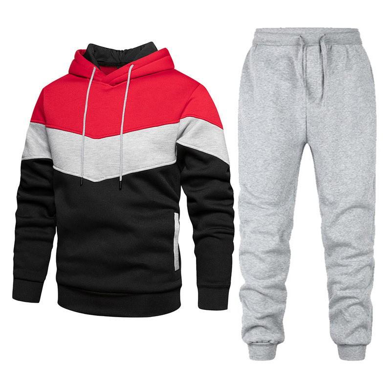 Mens Hooded Tracksuit Set Sport Casual Streetwear