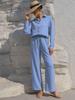 2025 Herbst Damenmode Zweiteiler: Lockere Strickjacke & Weitbeinige Hose
