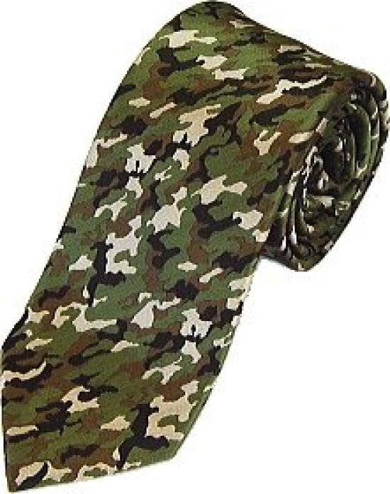 

[D+Arts] Camouflage Pattern Necktie, 3 Sizes, Silk, Kyoto Nishijin Weave, Made in Japan (Narrow Tie, Khaki B)