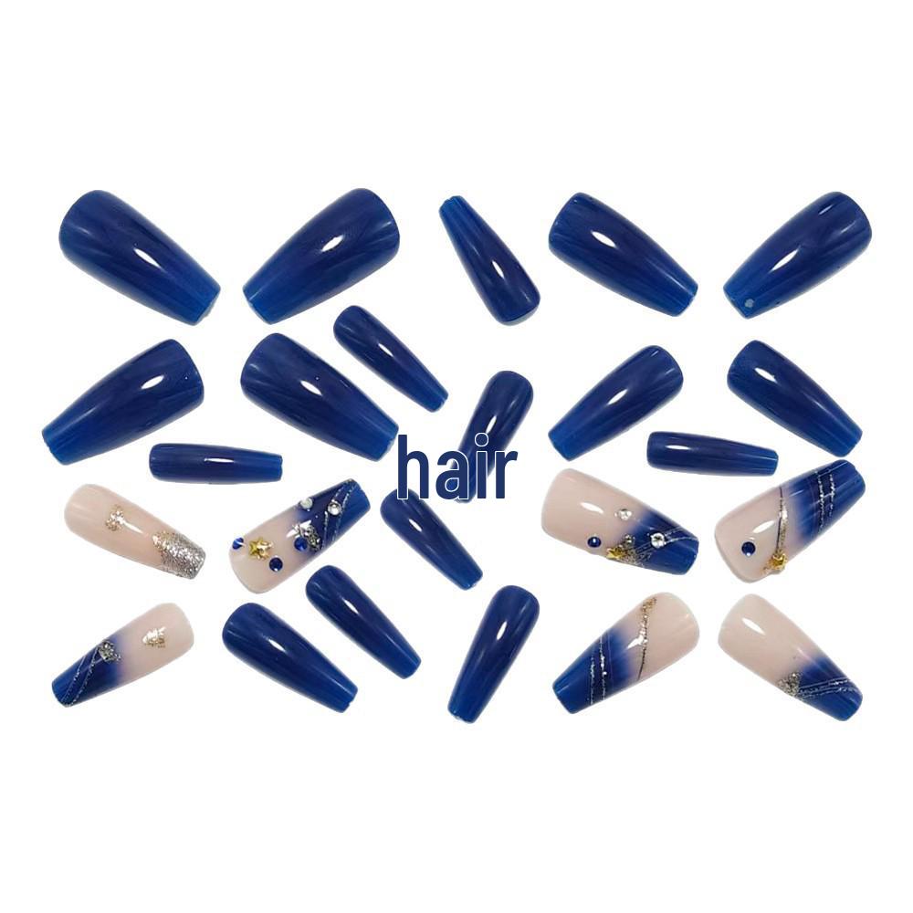 Gradient Rhinestone-Inlaid Ballet Nail Tips - European & American Long Style