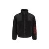 Color Block Letter Embroidered Stand Collar Sherpa Jacket Men Jacket Black ZM02040-BEH