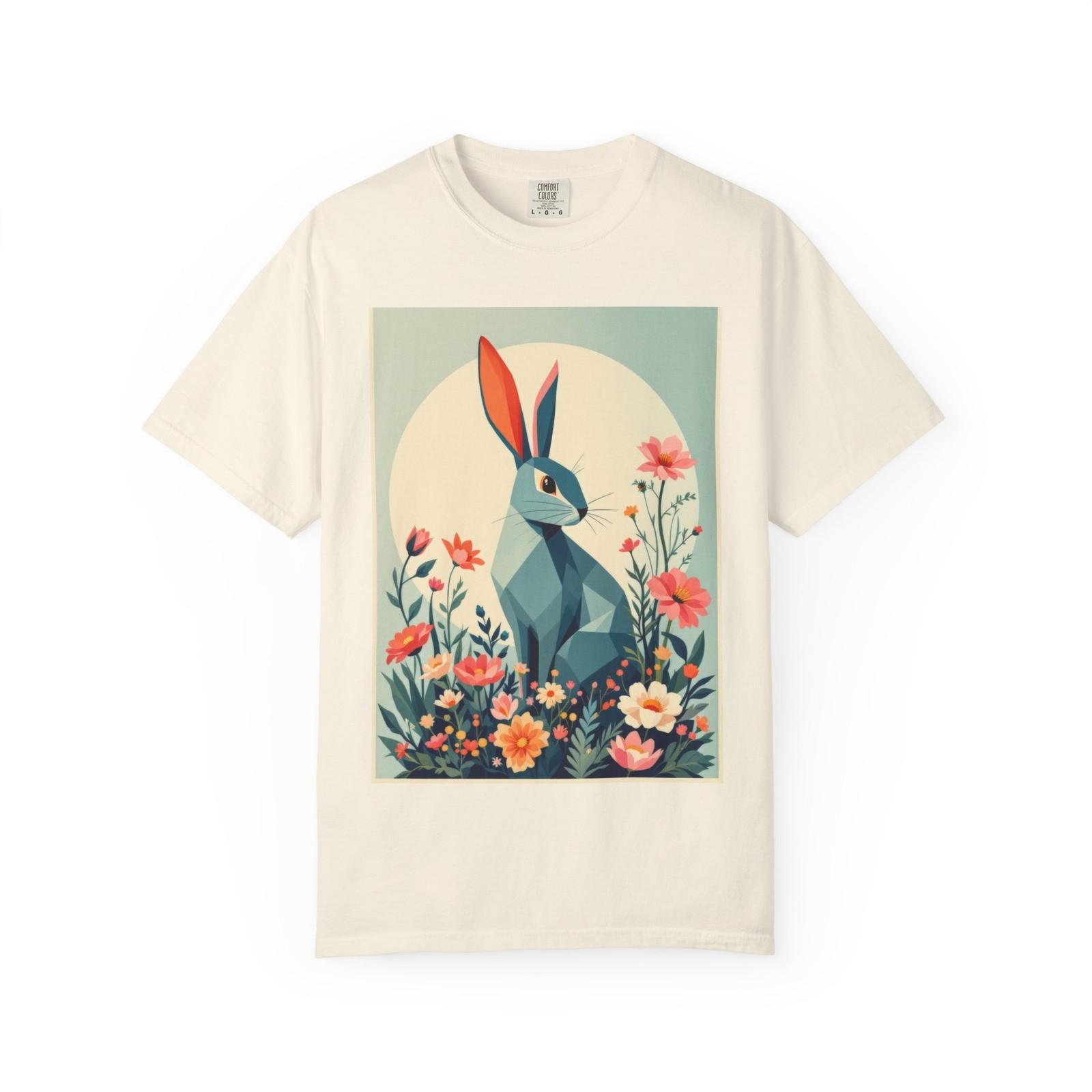 Whimsical Floral Bunny T-shirt | Cute Easter or Spring Apparel for Rabbit Lovers XL