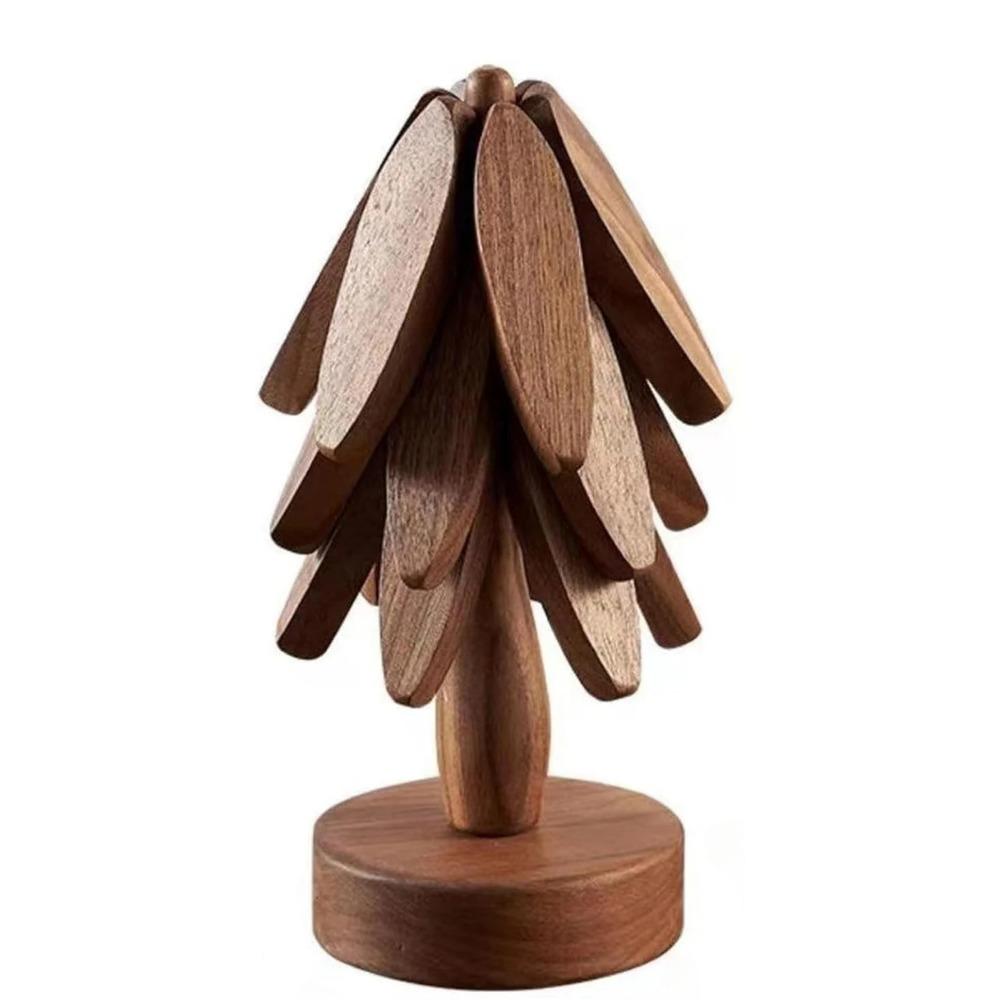 1Pc Wooden Trivets for Hot Dishes Insulated Coaster Dishes Trivet Stand Ornaments Insulation Mat Tree Coaster Dining Pot Mats