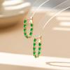 Artistic Retro Square Green Glass Earrings In Copper Rose Gold Plating For Women