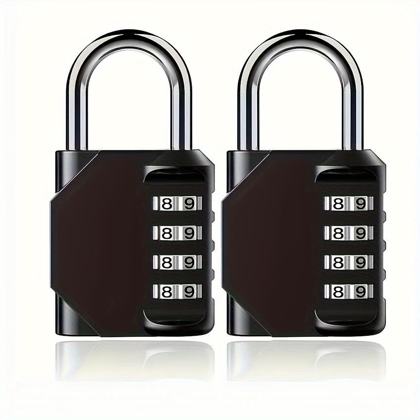 

2pcs Black Zinc Alloy 4-Digit Combination Padlocks, Resettable Combo Locks with Secure 3-Button Design for Toolboxes