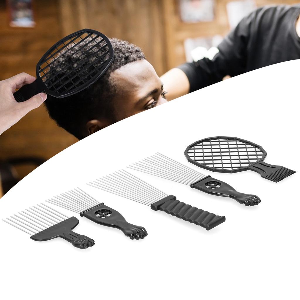 5pcs Stainless Steel Afro African Hair Pick Comb Twist Comb Set Hair Styling Tool