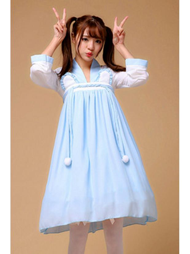 Alice In Wonderland Sky Blue Maid Cosplay Costume