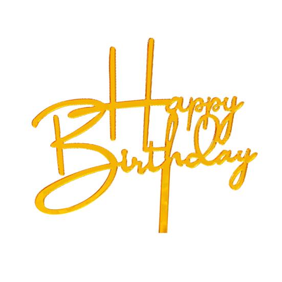 Acrylic Happy Birthday Cake Topper Dessert Flag Decoration Party Baking Supplies