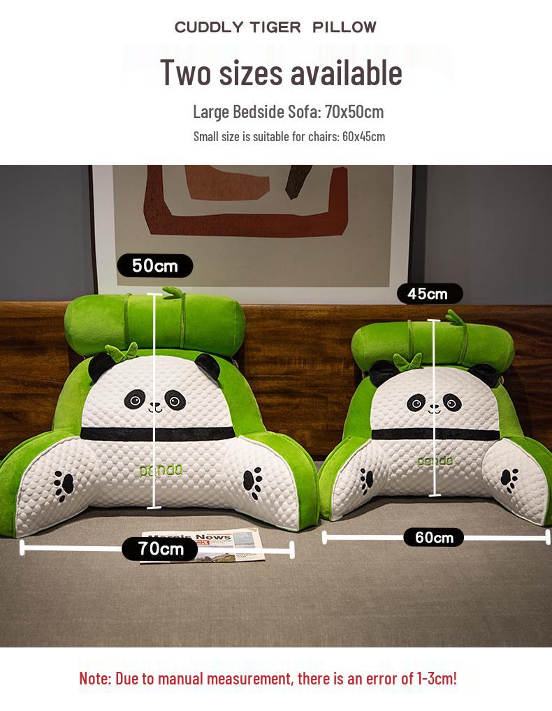 Cartoon Panda Lumbar Pillow - Soft Back Support Cushion for Bed or Sofa