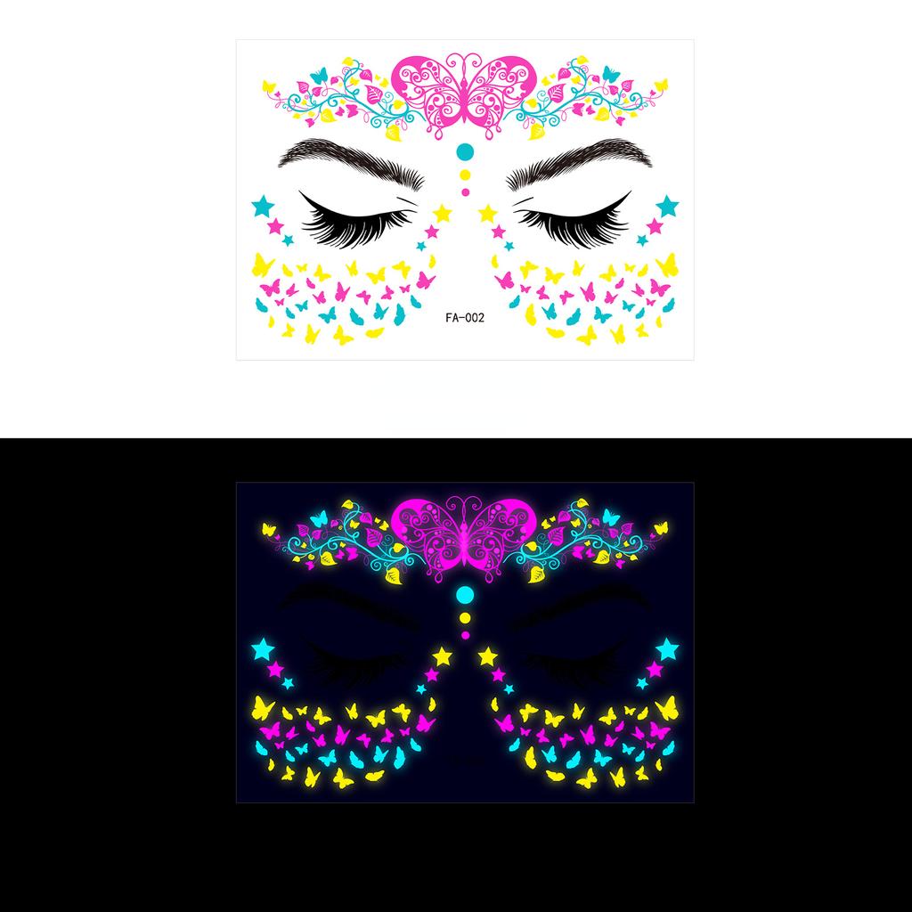 Music Festival Fluorescent Face Waterproof Nightclub Masquerade Neon Glow Tattoo Stickers