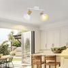 Plafonnier rétro NETTLIFE - 2 spots E14 orientables, design en bois et métal blanc, idéal pour le salon, le couloir et la chambre
