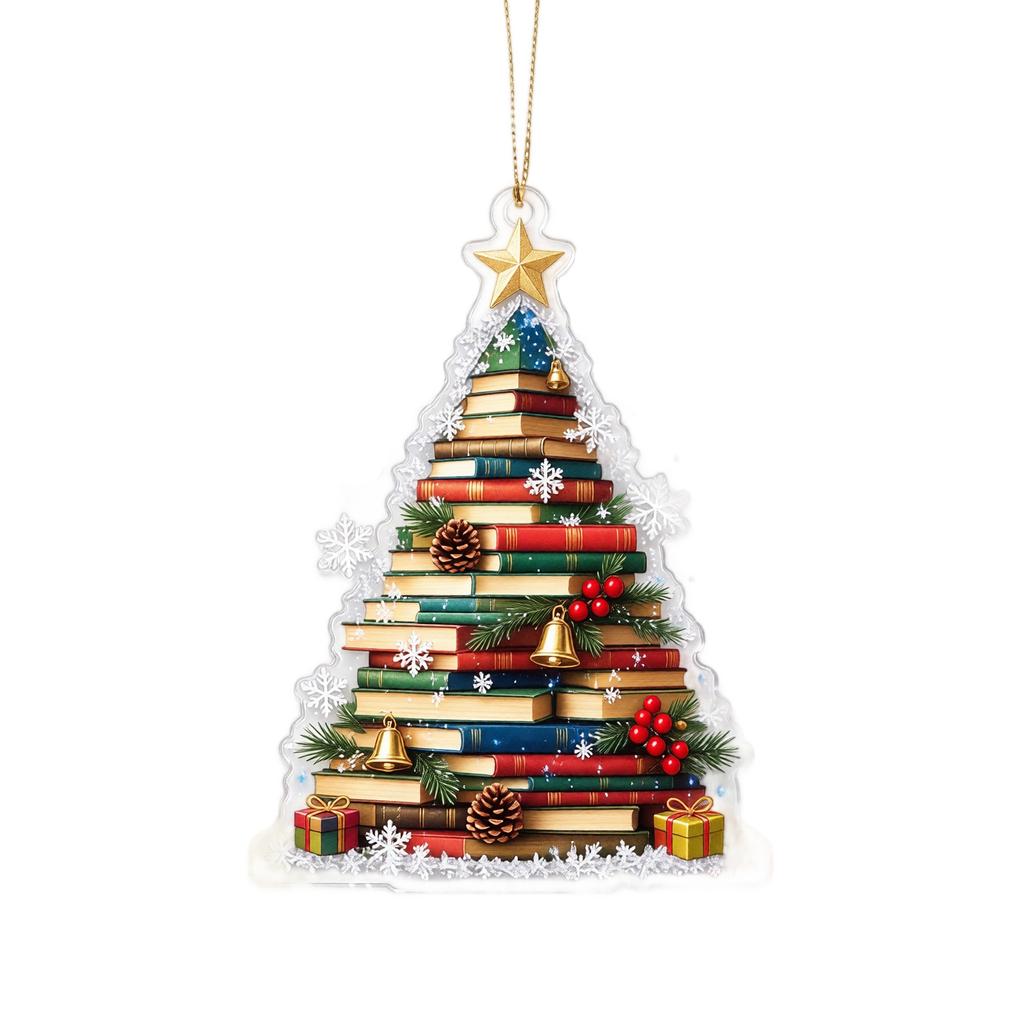 Christmas Acrylic Hanging Ornament, 2D Flat Holiday Tree Decoration for Home and Gift