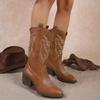 Large Size Boots Women's Autumn and Winter Tall Western Cowboy Style Embroidery Fashion Tall Boots Women's
