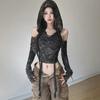 Wasteland-Inspired Off-Shoulder Hooded Long-Sleeve Crop Top for Women