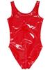 Women's Hollow Out Breast Wet Look PVC Shiny Bodysuit Tops Zipper Open Crotch Erotic Tights Body Teddies Clubwear PU Catsuit