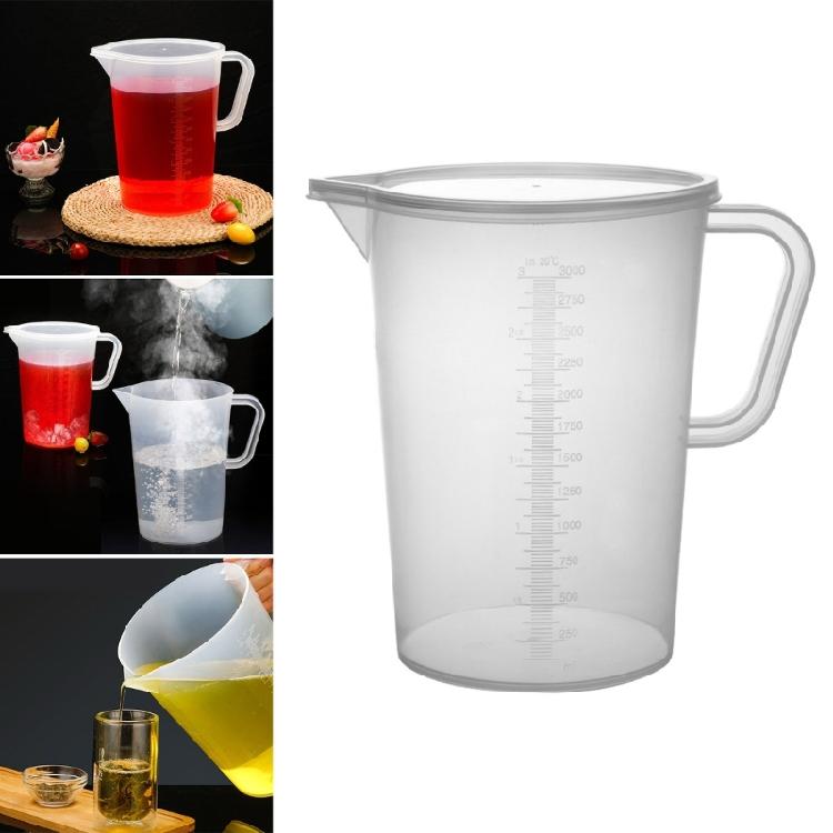 Multipurpose 3 Liter Plastic Measuring Container Durable 3000ml Measuring Pitchers for Kitchen and Laboratory
