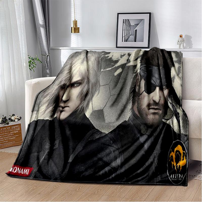 HD Metal Gear Solid Spel Gamer Tecknad 3D Filt, Mjuk Pläd för Hem Sovrum Säng Soffa Picknick Resa Täckfilt Barn