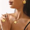 Fashion Is Simple Temperament Flower Pendant Necklace, Personalized Design Earrings Ring Jewelry Set