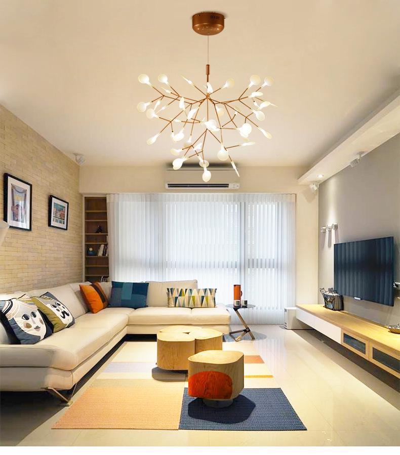 Nordic Minimalist Firefly Branch Chandelier for Restaurant, Hotel, and Villa