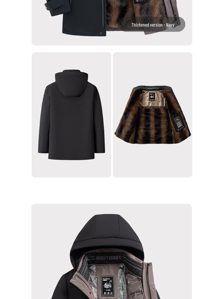 2025 Winter Men's High-End Thickened Goose Down Jacket with Detachable Liner.