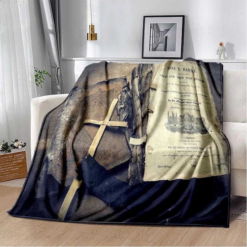 Holy Bible Cross Jesus Pray Soft Plush Blanket,Flannel Blanket Throw Blanket for Living Room Bedroom Bed Sofa Picnic Cover Kids