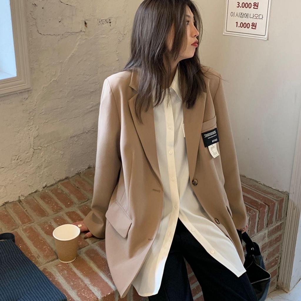 Elegante cappotto blazer da donna dalla vestibilità ampia, perfetto per lo streetwear