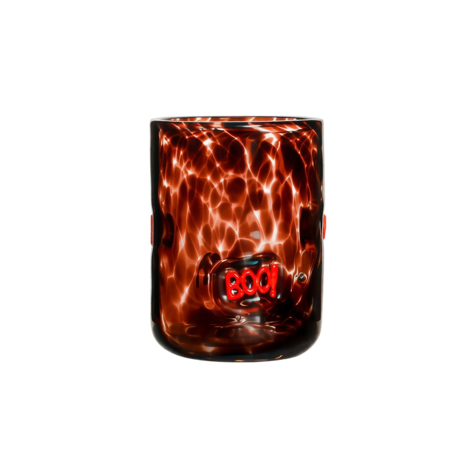 Gepresste Blume Punkt Glasbecher mit Kürbis Muster für Halloween Thema Handgefertigt Geprägtes Design Wiederverwendbares Trinkgeschirr für Zuhause Büro Partys One Size