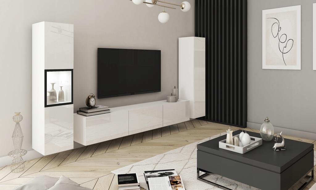 Modern 180 TV Set with a Display Cabinet and a LED Column for the Living Room