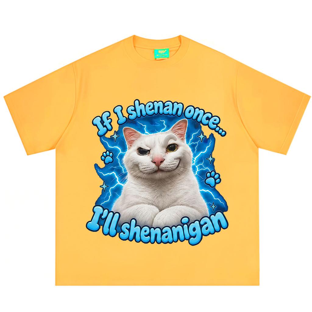 If I Shenan Once Ill Shenanigan Funny Cat Meme Tshirt Unisex Unisex Hiphop Tshirt Shortsleeved Loose Casual Cotton Tshirts