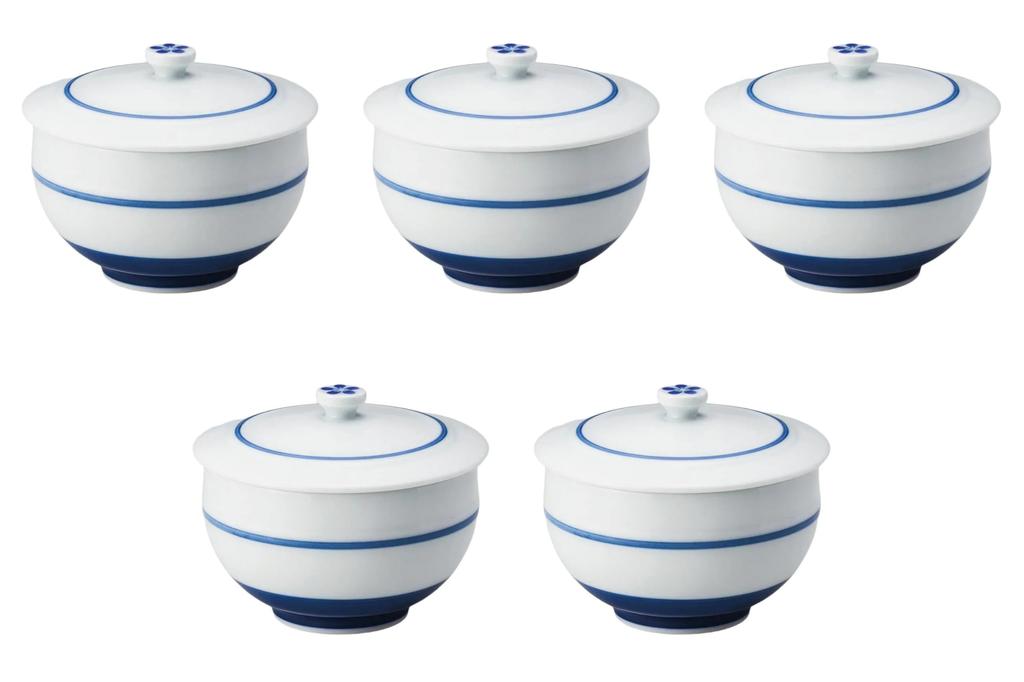 Sada 5 krytých šálků na čaj Yumeji Sencha s víčkem Arita ware Setomonohonpo [9,5×7,5 cm (180 ccm)] (Nádobí Arita)