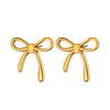 Stainless Steel Thin Bowknot Earrings For Women Gold Color Aesthetic Earring Wedding Christmas Fashion Jewelry Accessories