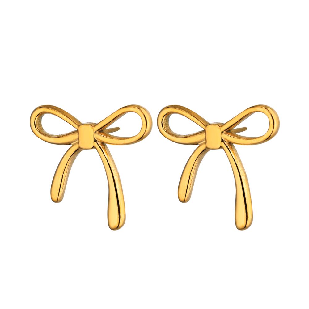 Stainless Steel Thin Bowknot Earrings For Women Gold Color Aesthetic Earring Wedding Christmas Fashion Jewelry Accessories