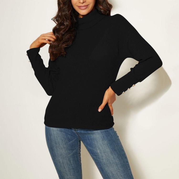 Warm Knitted Turtleneck Sweater Women Casual Long Sleeve Winter Top S