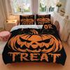 3pcs Halloween Trick or Treat Quilt Set Cartoon Themed Bed Quilt Set Lovely Character Bedroom Decor Bed Quilt Set Four Seasons (1 Cover + 2Pillow