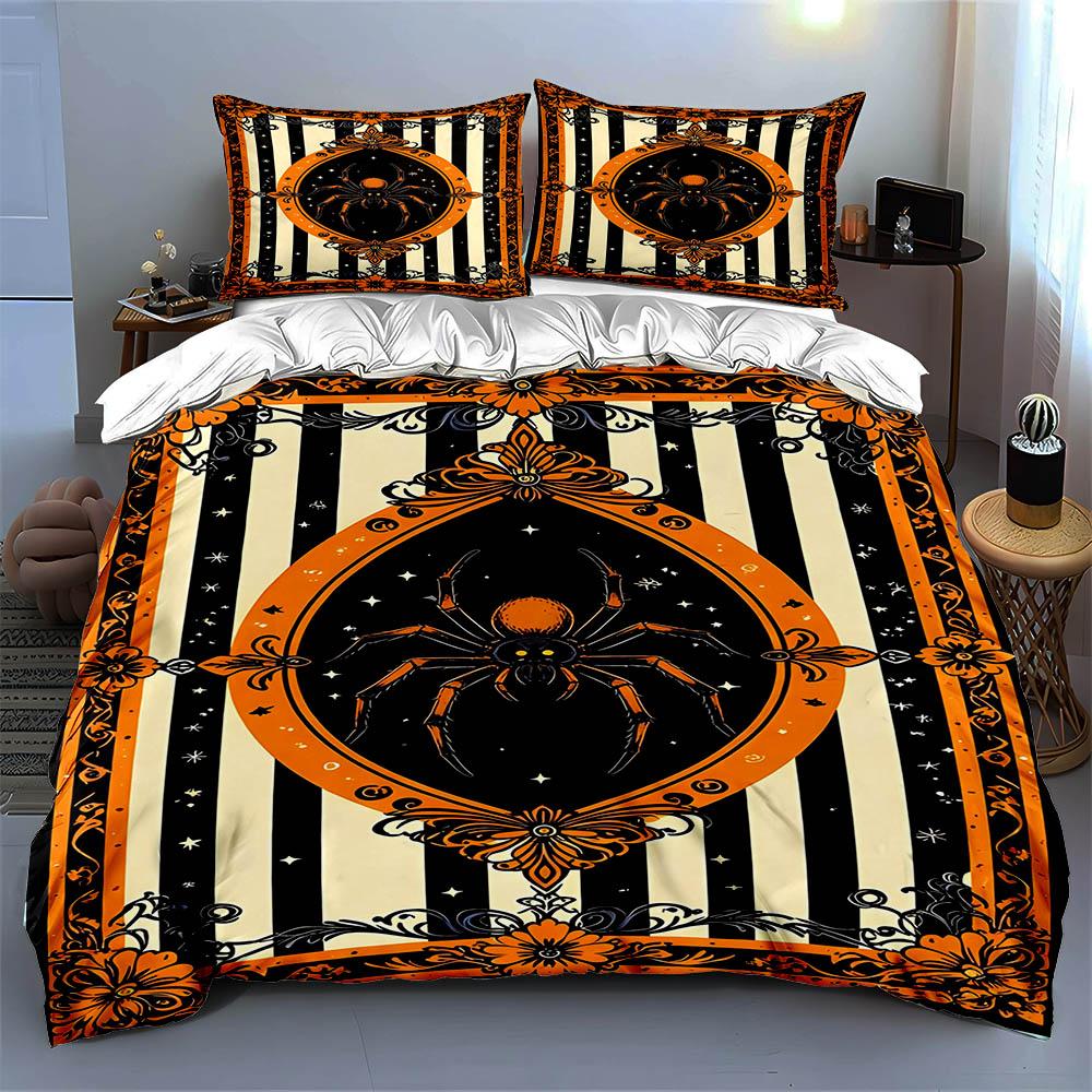 Striped, Spider, Ornamental Bedding Duvet Cover Sets Duvet Covers Pillowcases Gifts (1 * Duvet Cover 2 * Pillowcases, Without Duvet Insert)