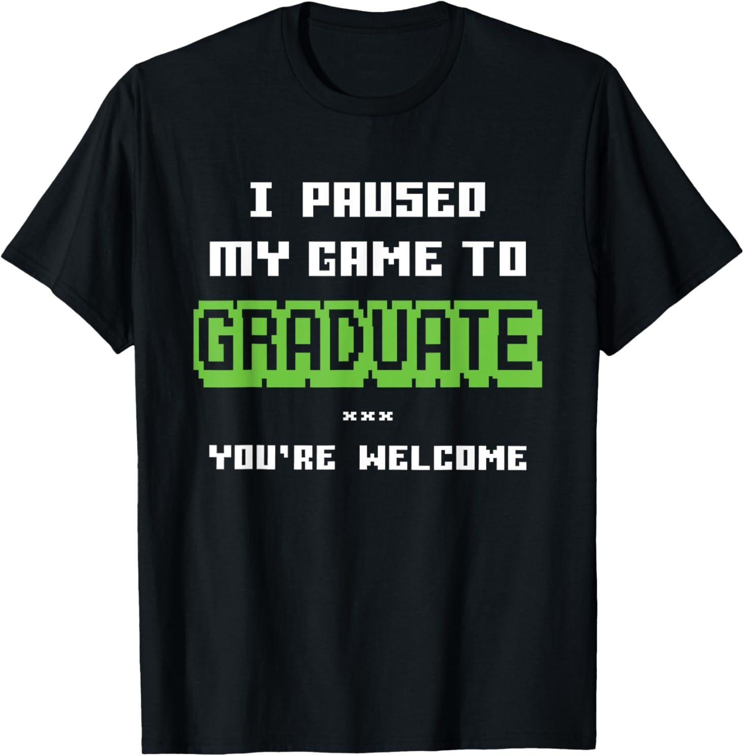Funny 2025 Gamer Graduate Graduation T-Shirt Mens Womens Tees Top M