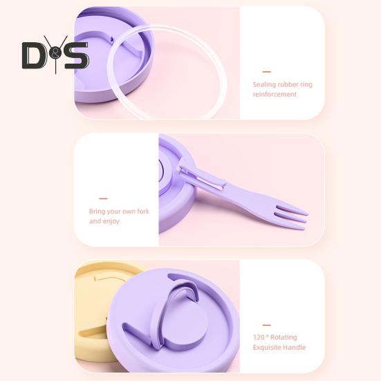 Double-layer Salad Cup Portable Fruit Container with Fork Leakproof Sealed Food Box for Picnic Outdoor Travel