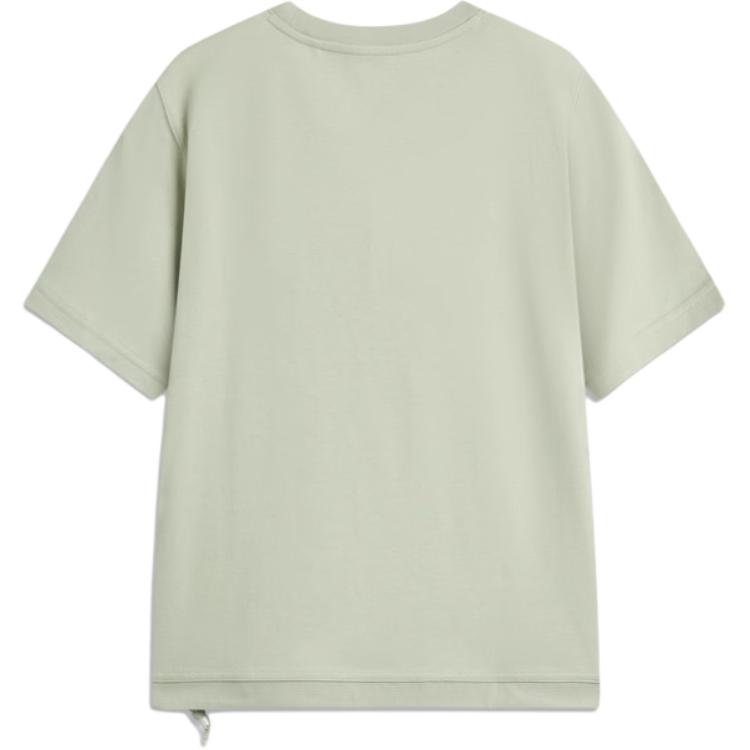 Li-Ning Comfortable Casual Simple Round Neck Short Sleeve T-Shirt Women Tops Desert-Green AHSU502-1