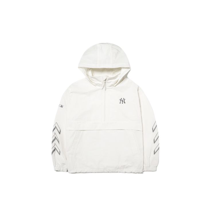 MLB New York Yankees Kapuzenjacke mit halbem Reißverschluss Locker Unisex Jacke Elfenbein 3AWJ14014-50IVS XL white