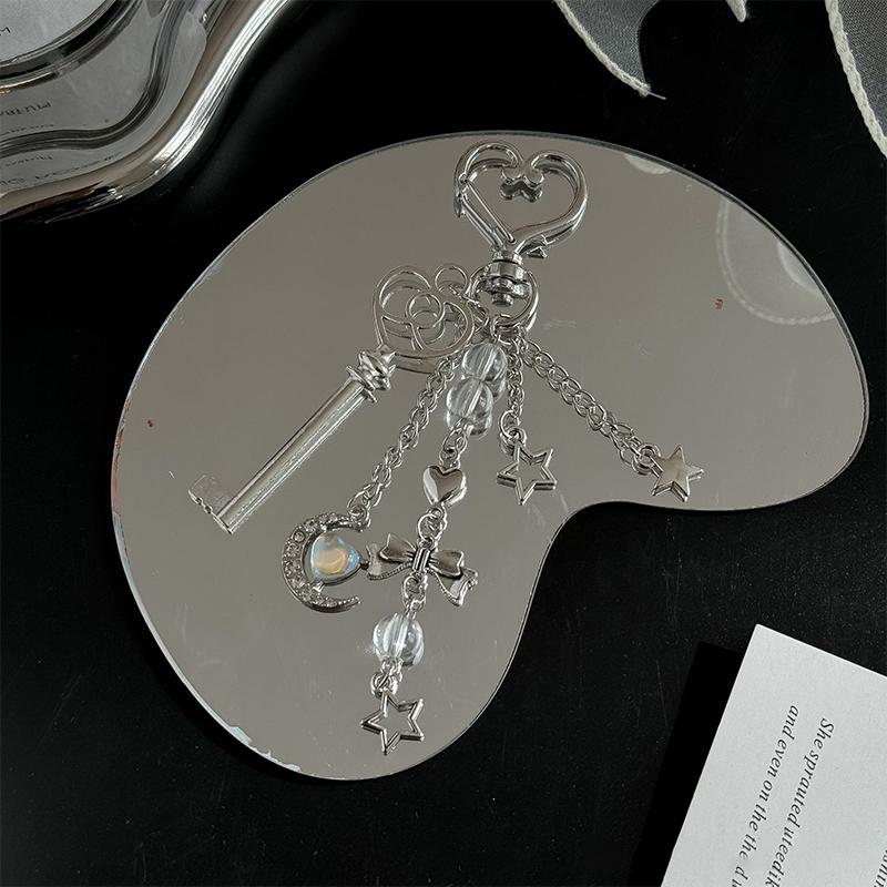 Y2K Blue Love Moon Key Chain Ins Style Phone Pendant Headphone Case Charm Bag Decor Car Key Ring