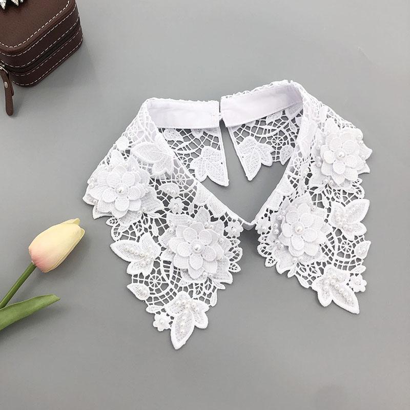 

Цветочный Кружевной Накладной Воротник Галстук Бисер Съемный Воротник Рубашка Ложный Воротник Женская Блузка Топ Дикки Съемной Лацкан Ожерелье