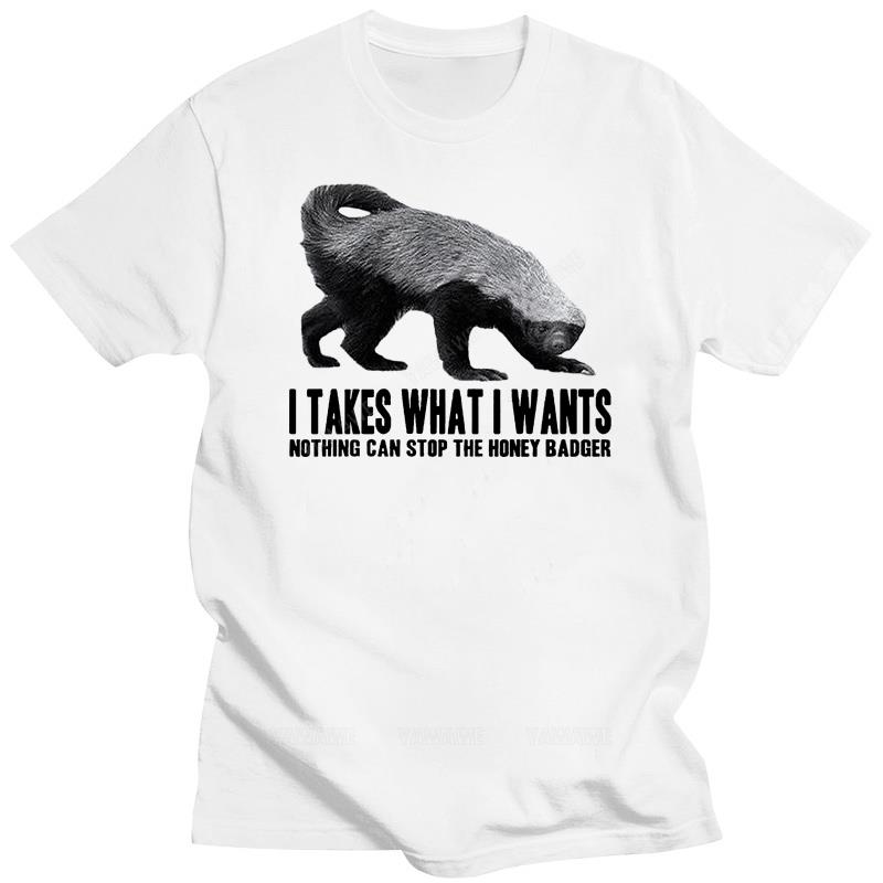 

Black t shirt for male summer brand tee-shirt Honey Badger Speaks White T-Shirt - T-Shirt White teenager tee shirt fashion top 4XL