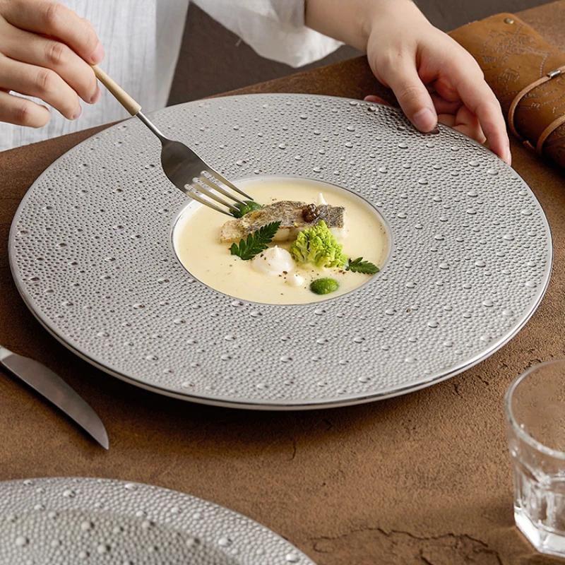 Creative Meteor Planet Round Ceramic Dinner Plate Exquisite Dessert Steak Plate Home Cooking Dishes Dining Room Cutlery Kitchen