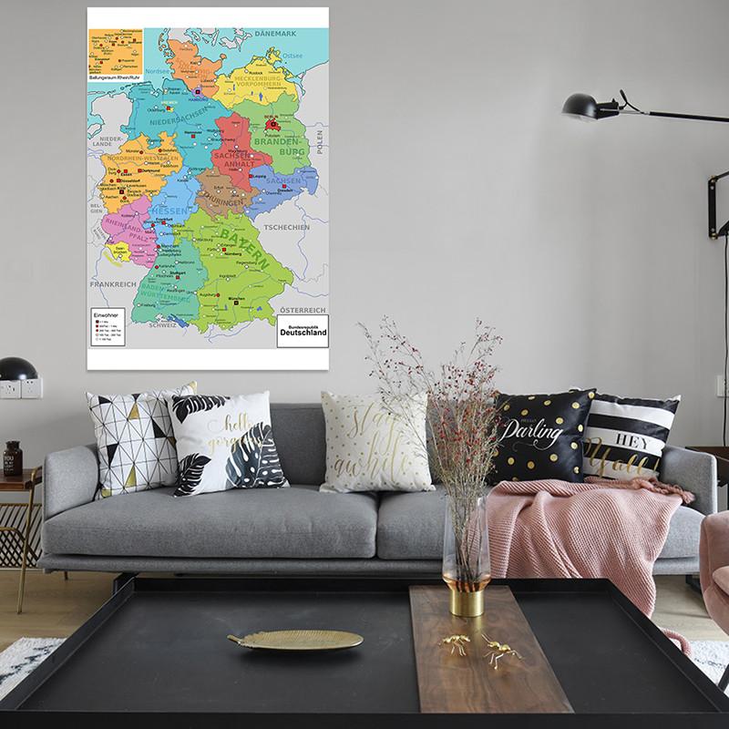 Německá mapa Německa s politickým rozdělením Obrázky Malby Mapa Domácí nástěnná dekorace, Cestovní/Vzdělávací pomůcky