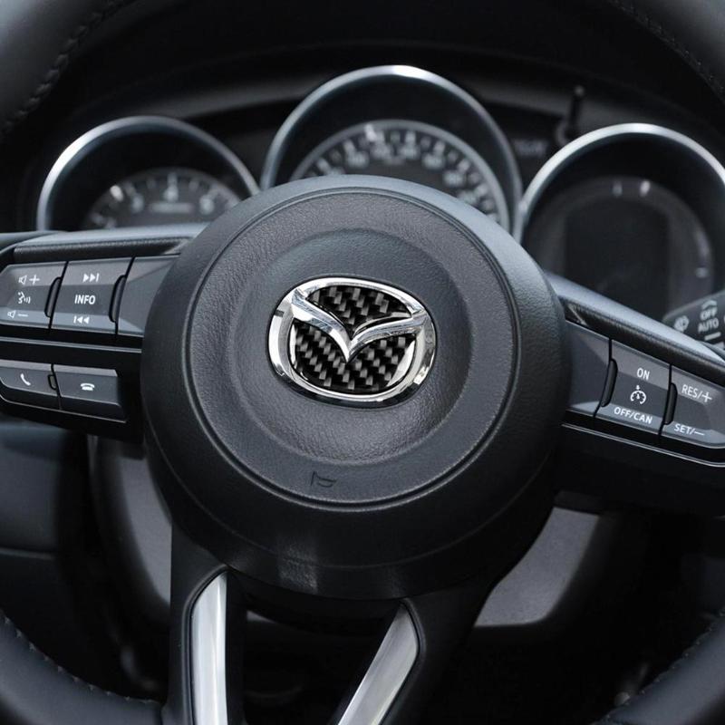 2pcs Carbon Fiber Car Steering Wheel Logo Stickers Decorative Styling Decals for Mazda Axela ATENZA CX-5 CX-4