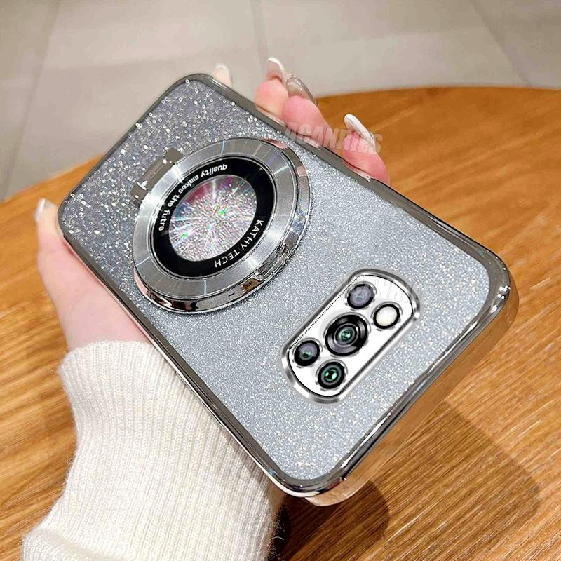 

Pocox3 Роскошный блестящий держатель для силиконового чехла для Xiaomi Mi Poco X3 Pro X3pro Nfc противоударный защитный чехол-подставка Pocox3pro Poco X3 Nfc