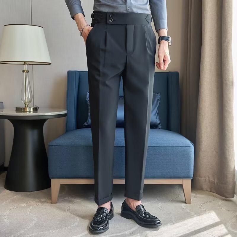 "Pánské kalhoty k obleku s vysokým pasem Neapol": Všestranný, Módní Business Casual, Britský styl, Pěkný střih"